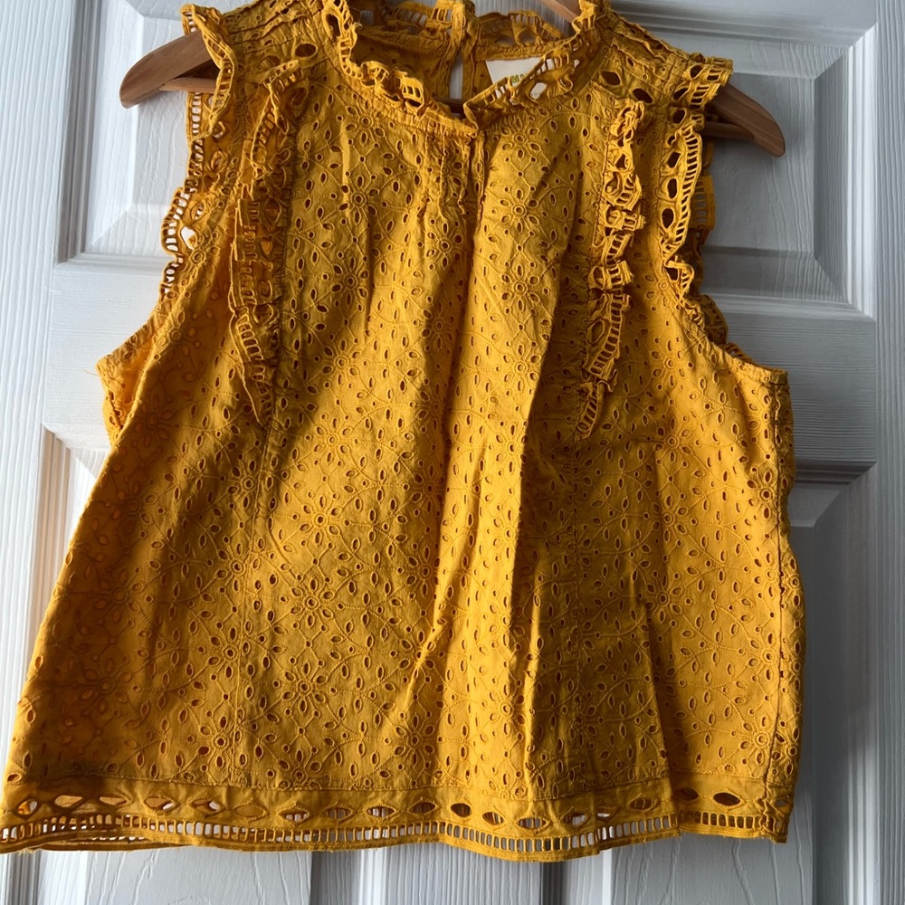 Maeve Yellow Eyelet Sleeveless Top